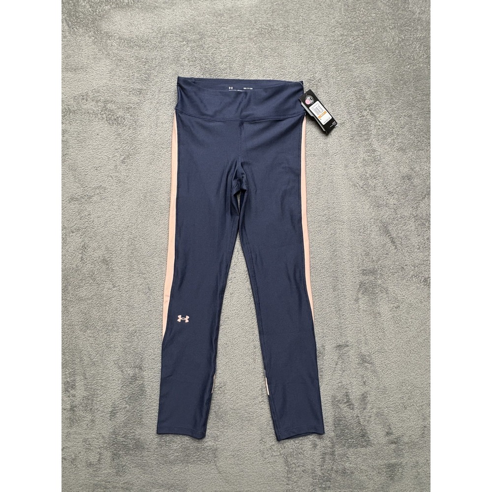 Under Armour Leggings Womens Small Navy Pink HeatGear Compression Athletic Pants